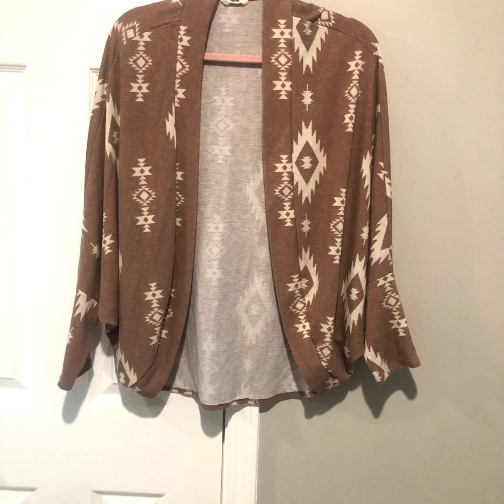 Entro Brown & Cream Aztec Open-Front Cardigan